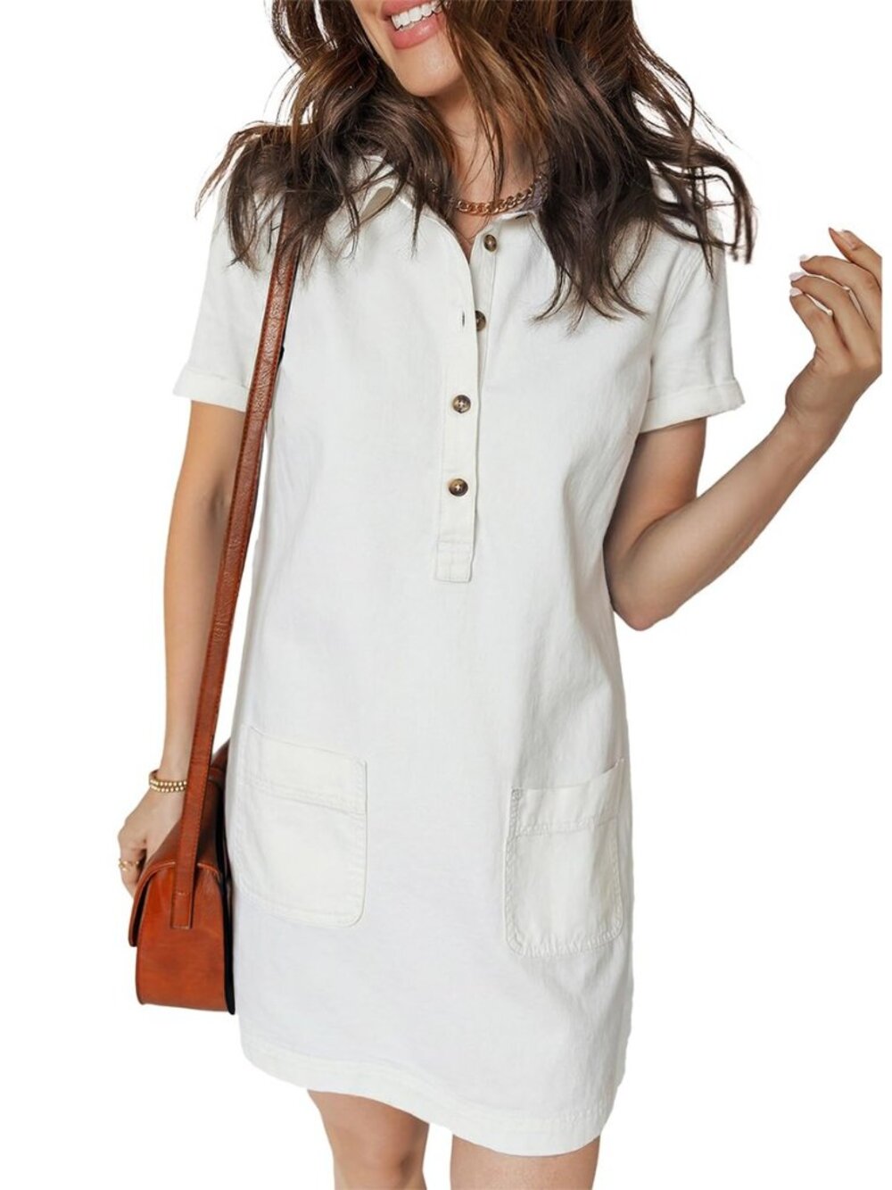 Womens Denim Dress Casual A Line Trendy Mini Jean Dress